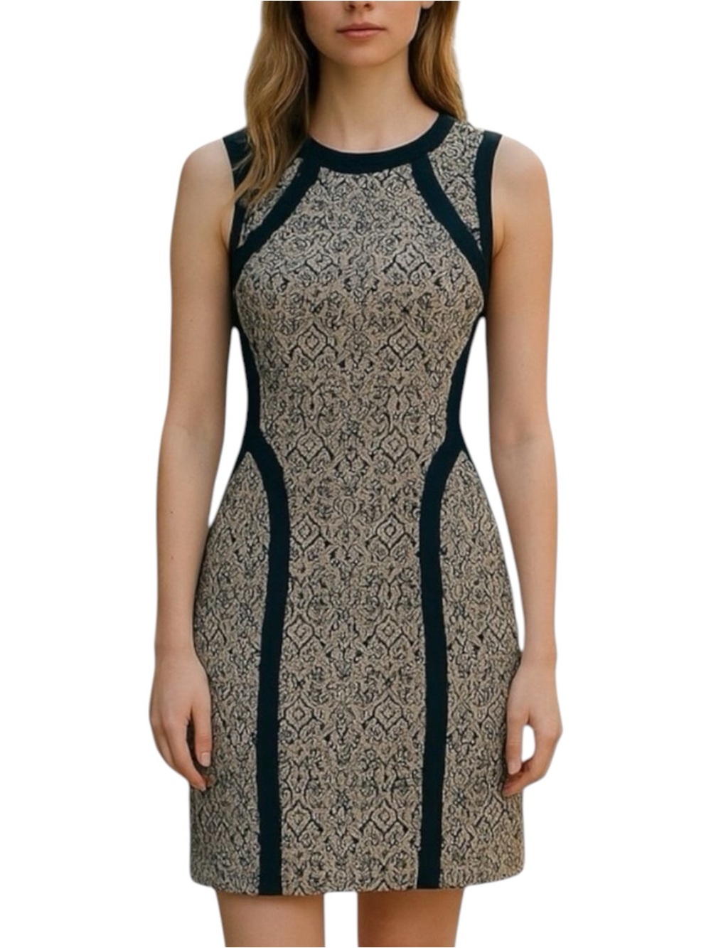 Parker Black Cream Sleeveless Sheath Dress NWT Size S BodyCon Feminine